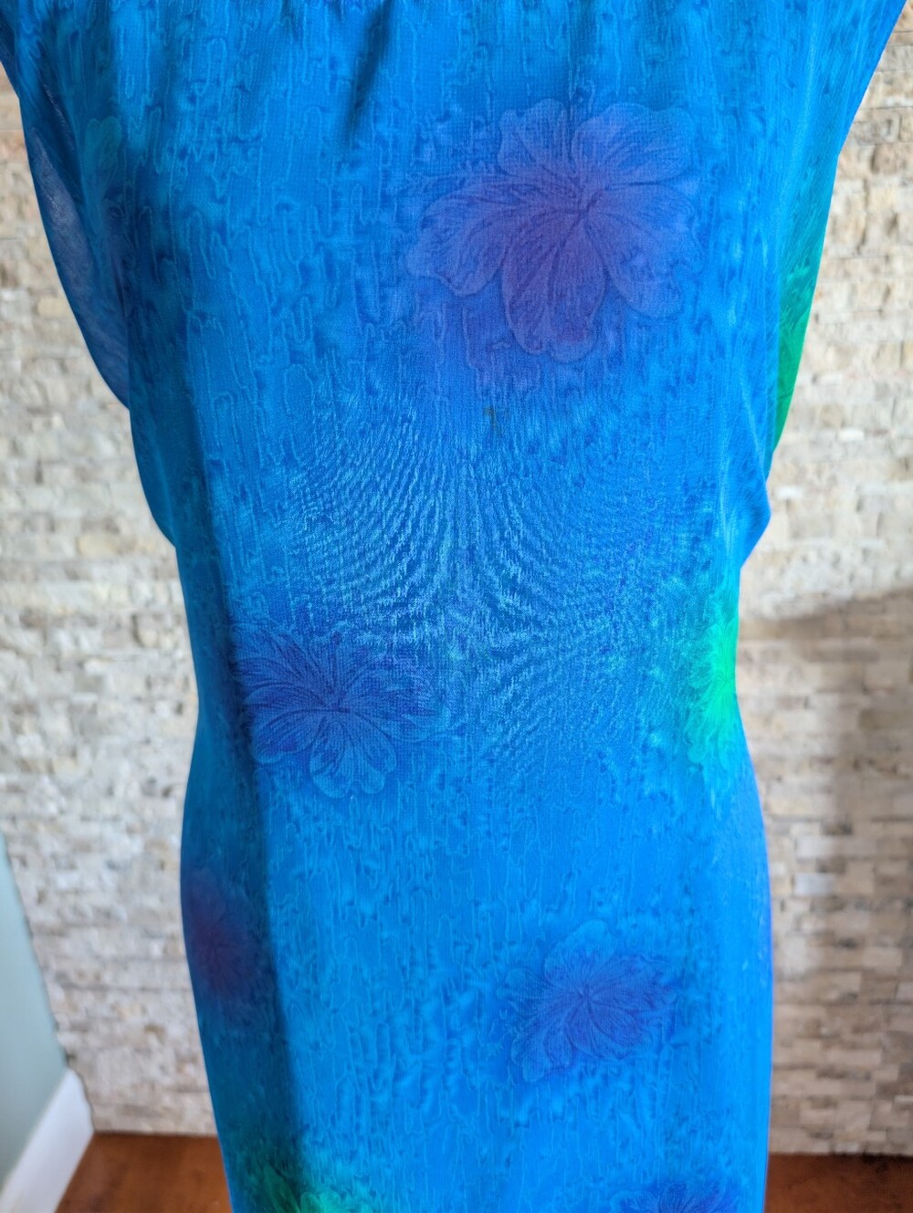 Rima Reversible Blue Tropical Maxi Dress Tie Back Beach Cover Up Boho Resortwear - Picture 2 of 15